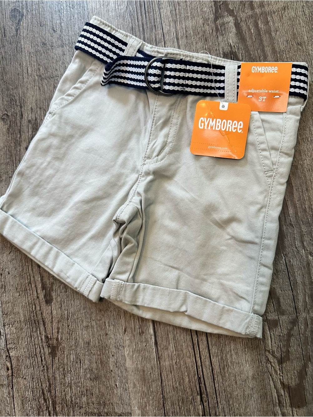 NWT Gymboree Prep Fit Toddler Boys Belted Chino Shorts - Khaki - Size 3T
